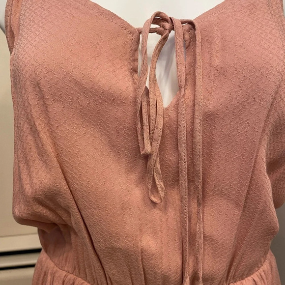 Honey Punch | Spaghetti Strap Flutter Sleeve Pink Dress Large Relaxed Drop Waist - Picture 2 of 8